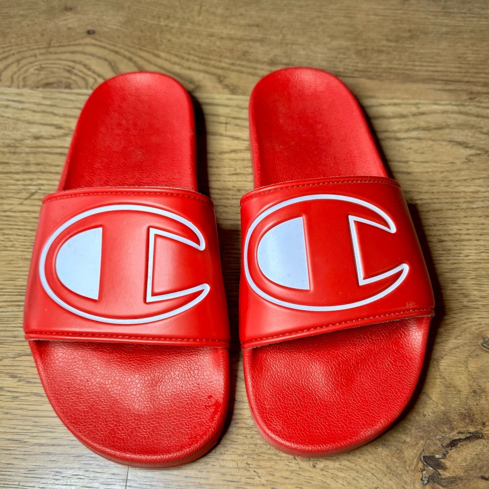 Champion Red Sporty Sandals with Iconic Logo